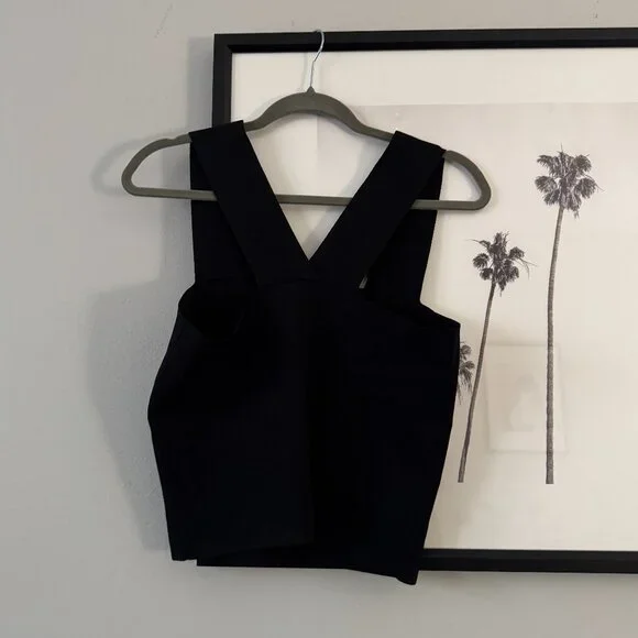 House of Harlow 1960 | NWOT Knit Compression Ribbed Crop Top in Black Size Large - Picture 5 of 7